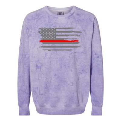 Thin Red Line Fire Fire And Rescue American Flag Gift Colorblast Crewneck Sweatshirt