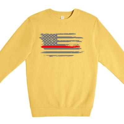 Thin Red Line Fire Fire And Rescue American Flag Gift Premium Crewneck Sweatshirt