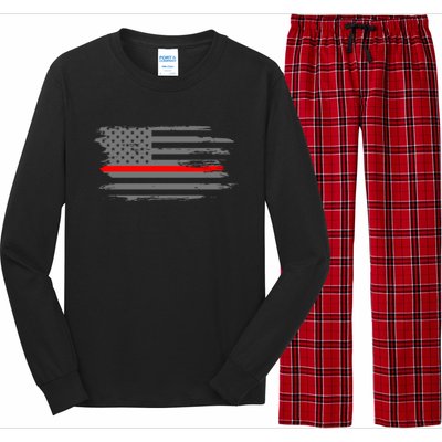 Thin Red Line Fire Fire And Rescue American Flag Gift Long Sleeve Pajama Set