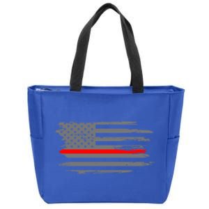 Thin Red Line Fire Fire And Rescue American Flag Gift Zip Tote Bag