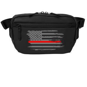 Thin Red Line Fire Fire And Rescue American Flag Gift Crossbody Pack