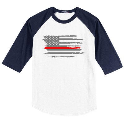 Thin Red Line Fire Fire And Rescue American Flag Gift Baseball Sleeve Shirt