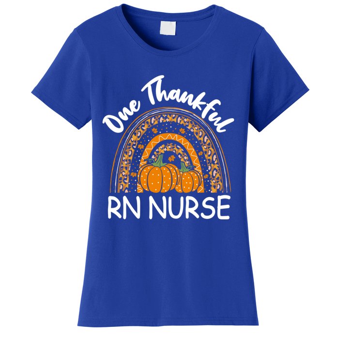 Thanksgiving Rainbow Leopard One Thankful Rn Nurse Cute Gift Women's T-Shirt