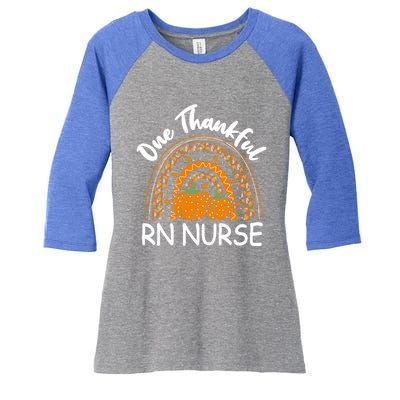 Thanksgiving Rainbow Leopard One Thankful Rn Nurse Cute Gift Women's Tri-Blend 3/4-Sleeve Raglan Shirt