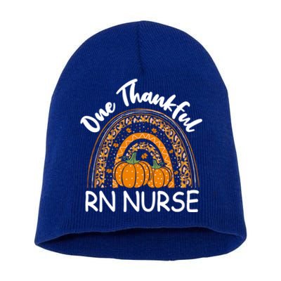 Thanksgiving Rainbow Leopard One Thankful Rn Nurse Cute Gift Short Acrylic Beanie