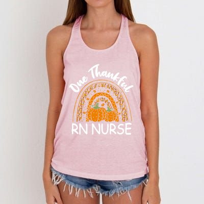 Thanksgiving Rainbow Leopard One Thankful Rn Nurse Cute Gift Women's Knotted Racerback Tank