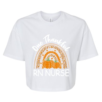 Thanksgiving Rainbow Leopard One Thankful Rn Nurse Cute Gift Bella+Canvas Jersey Crop Tee