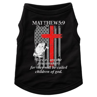 Thin Red Line Fireman Cross Bible Verse Firefighter Usa Flag Doggie Tank