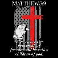 Thin Red Line Fireman Cross Bible Verse Firefighter Usa Flag Button