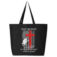 Thin Red Line Fireman Cross Bible Verse Firefighter Usa Flag 25L Jumbo Tote