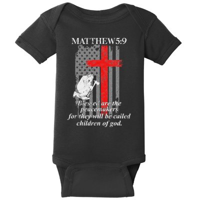 Thin Red Line Fireman Cross Bible Verse Firefighter Usa Flag Baby Bodysuit