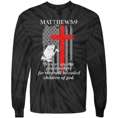 Thin Red Line Fireman Cross Bible Verse Firefighter Usa Flag Tie-Dye Long Sleeve Shirt
