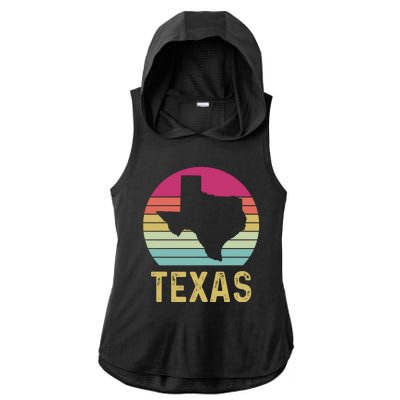 Texas Retro Logo Art Ladies PosiCharge Tri-Blend Wicking Draft Hoodie Tank