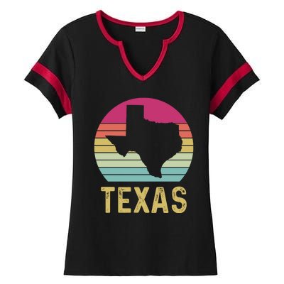 Texas Retro Logo Art Ladies Halftime Notch Neck Tee