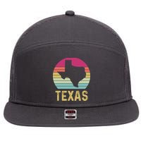 Texas Retro Logo Art 7 Panel Mesh Trucker Snapback Hat