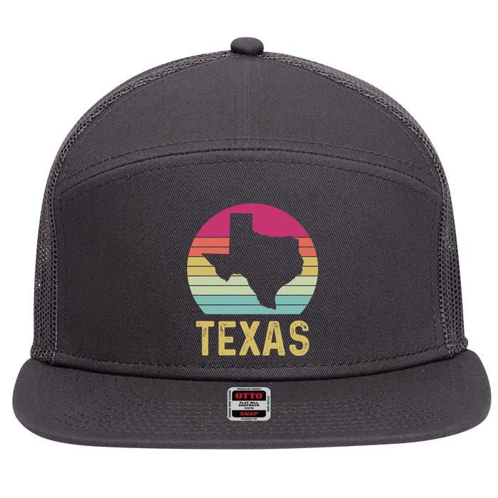 Texas Retro Logo Art 7 Panel Mesh Trucker Snapback Hat
