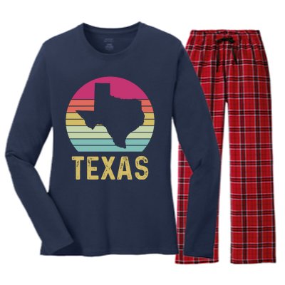 Texas Retro Logo Art Women's Long Sleeve Flannel Pajama Set 