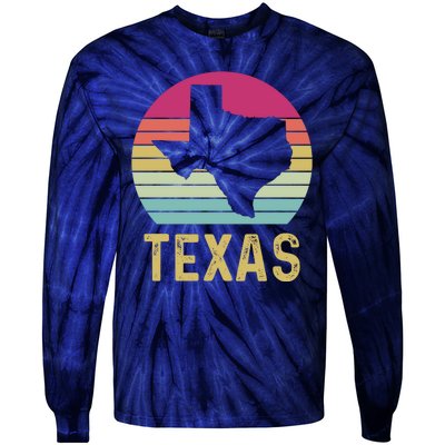 Texas Retro Logo Art Tie-Dye Long Sleeve Shirt