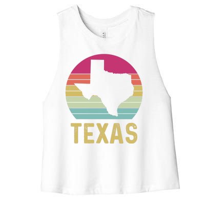 Texas Retro Logo Art Women's Racerback Cropped Tank