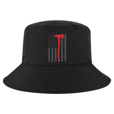 Thin Red Line Flag Firefighter Axe Vintage Fire Fighter Flag Cool Comfort Performance Bucket Hat