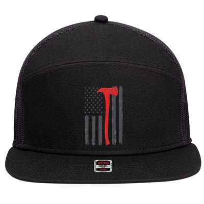 Thin Red Line Flag Firefighter Axe Vintage Fire Fighter Flag 7 Panel Mesh Trucker Snapback Hat