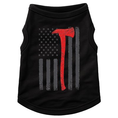 Thin Red Line Flag Firefighter Axe Vintage Fire Fighter Flag Doggie Tank