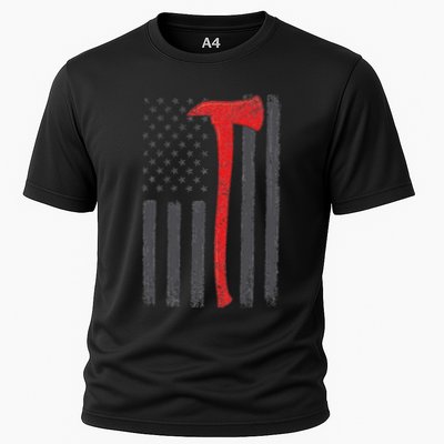 Thin Red Line Flag Firefighter Axe Vintage Fire Fighter Flag Performance Shirt