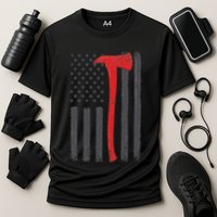 Thin Red Line Flag Firefighter Axe Vintage Fire Fighter Flag Performance Shirt
