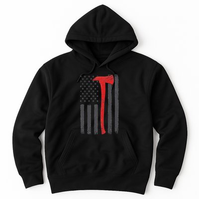 Thin Red Line Flag Firefighter Axe Vintage Fire Fighter Flag Hoodie