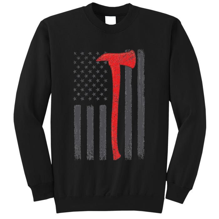 Thin Red Line Flag Firefighter Axe Vintage Fire Fighter Flag Sweatshirt