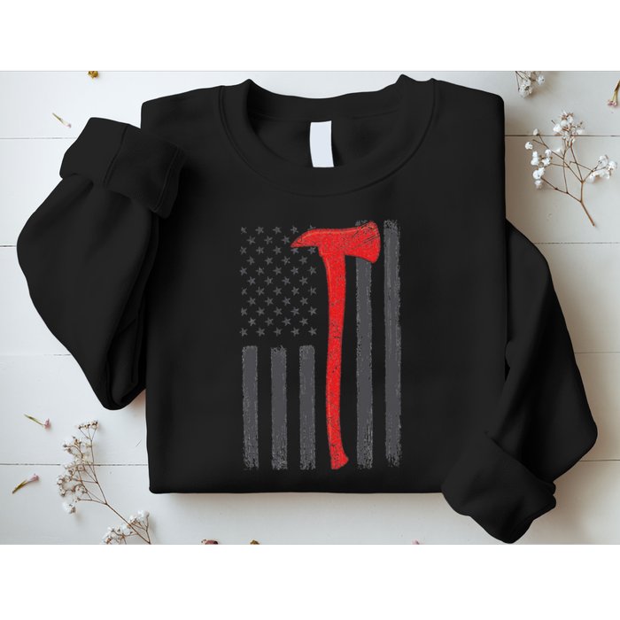 Thin Red Line Flag Firefighter Axe Vintage Fire Fighter Flag Sweatshirt