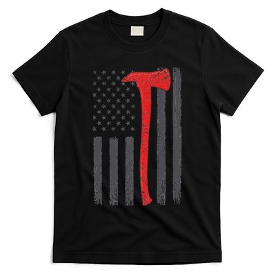 Thin Red Line Flag Firefighter Axe Vintage Fire Fighter Flag T-Shirt