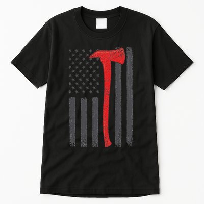 Thin Red Line Flag Firefighter Axe Vintage Fire Fighter Flag Tall T-Shirt