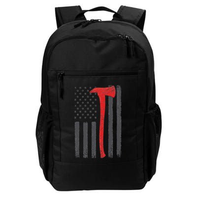 Thin Red Line Flag Firefighter Axe Vintage Fire Fighter Flag Backpack
