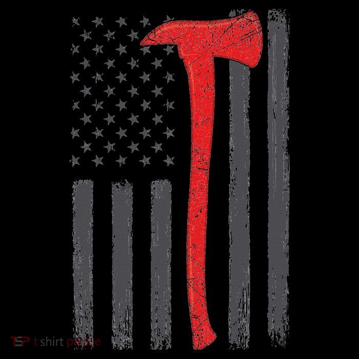 Thin Red Line Flag Firefighter Axe Vintage Fire Fighter Flag Button