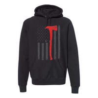 Thin Red Line Flag Firefighter Axe Vintage Fire Fighter Flag Premium Hoodie