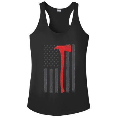 Thin Red Line Flag Firefighter Axe Vintage Fire Fighter Flag Ladies PosiCharge Competitor Racerback Tank