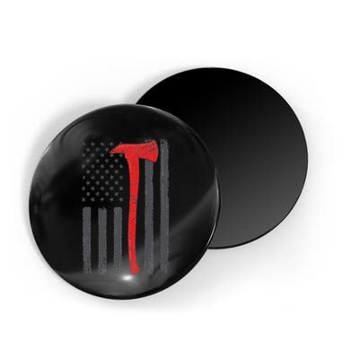 Thin Red Line Flag Firefighter Axe Vintage Fire Fighter Flag Magnet