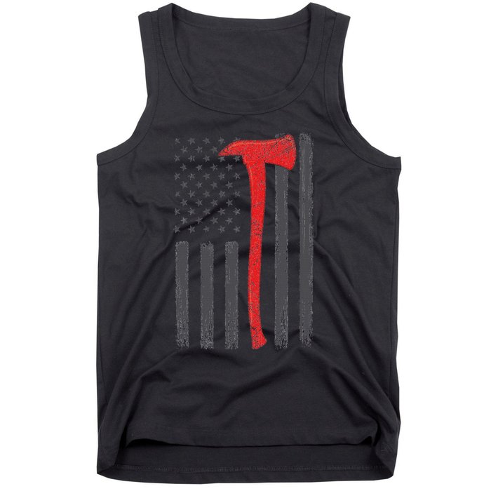 Thin Red Line Flag Firefighter Axe Vintage Fire Fighter Flag Tank Top