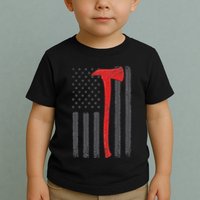 Thin Red Line Flag Firefighter Axe Vintage Fire Fighter Flag Toddler T-Shirt