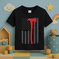 Thin Red Line Flag Firefighter Axe Vintage Fire Fighter Flag Toddler T-Shirt