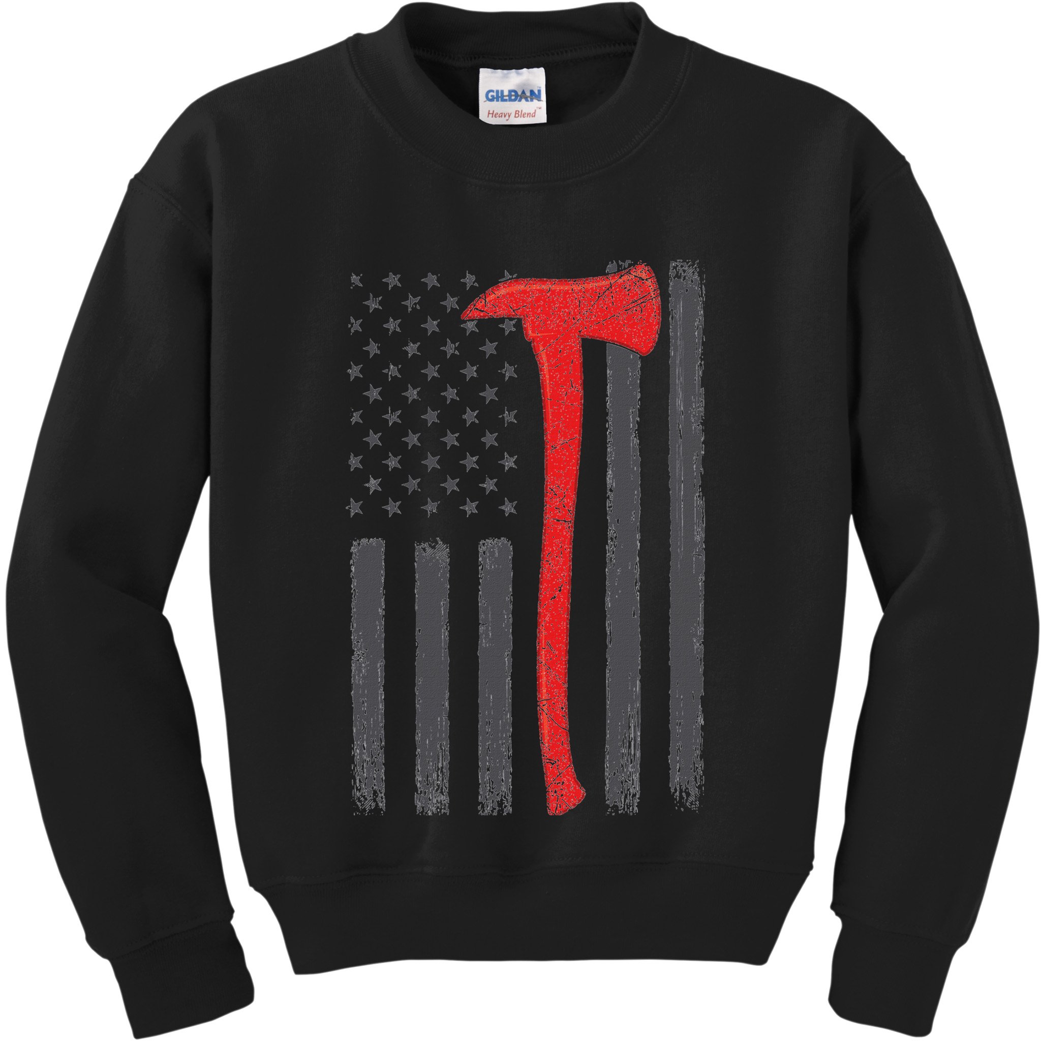 Thin Red Line Flag Firefighter Axe Vintage Fire Fighter Flag Kids Sweatshirt