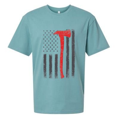 Thin Red Line Flag Firefighter Axe Vintage Fire Fighter Flag Sueded Cloud Jersey T-Shirt