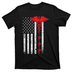 Thin Red Line Usa Flag Nurse T-Shirt