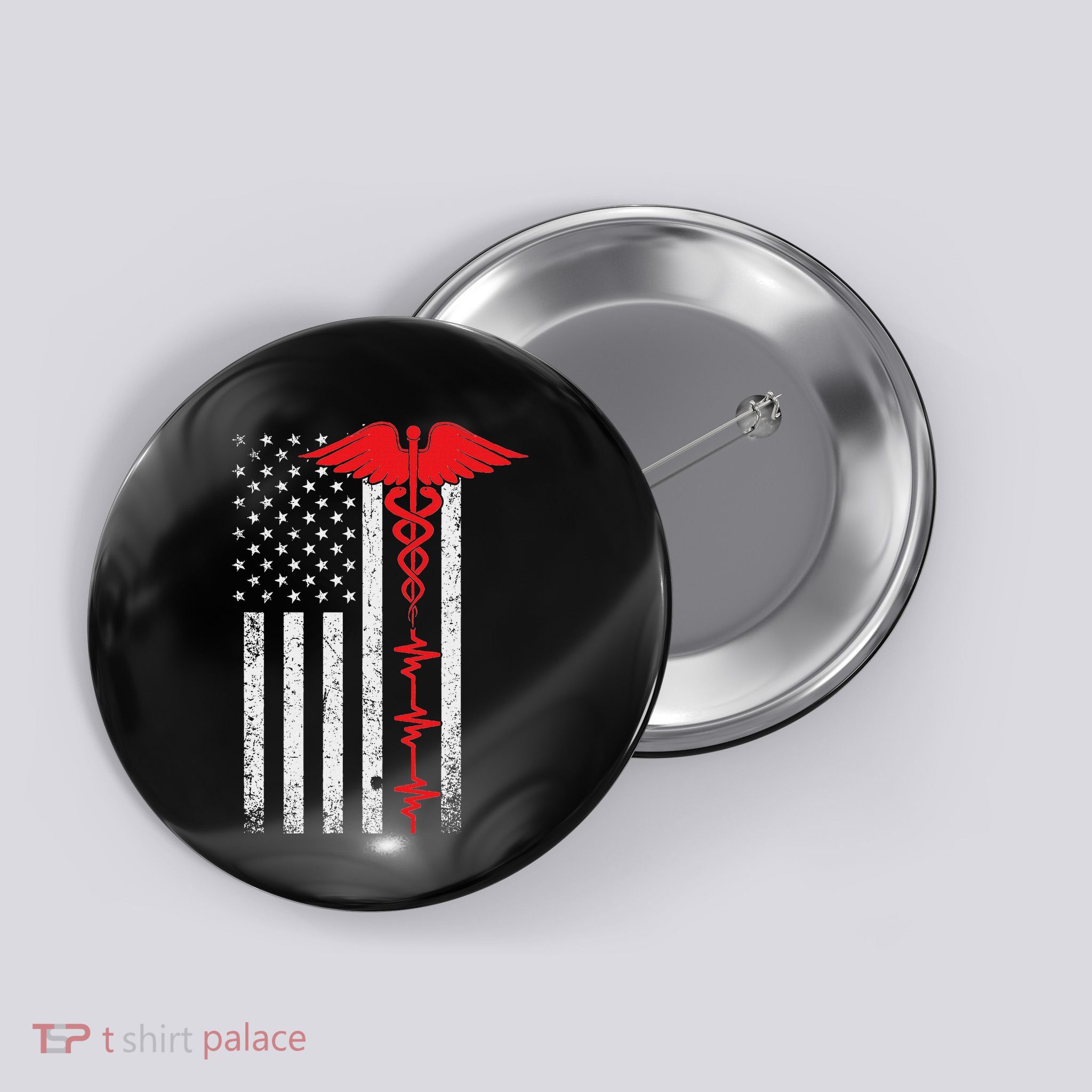 Thin Red Line Usa Flag Nurse Button