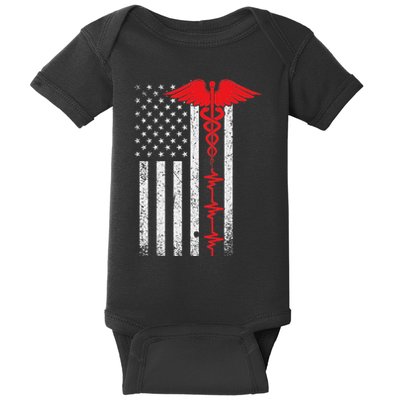 Thin Red Line Usa Flag Nurse Baby Bodysuit