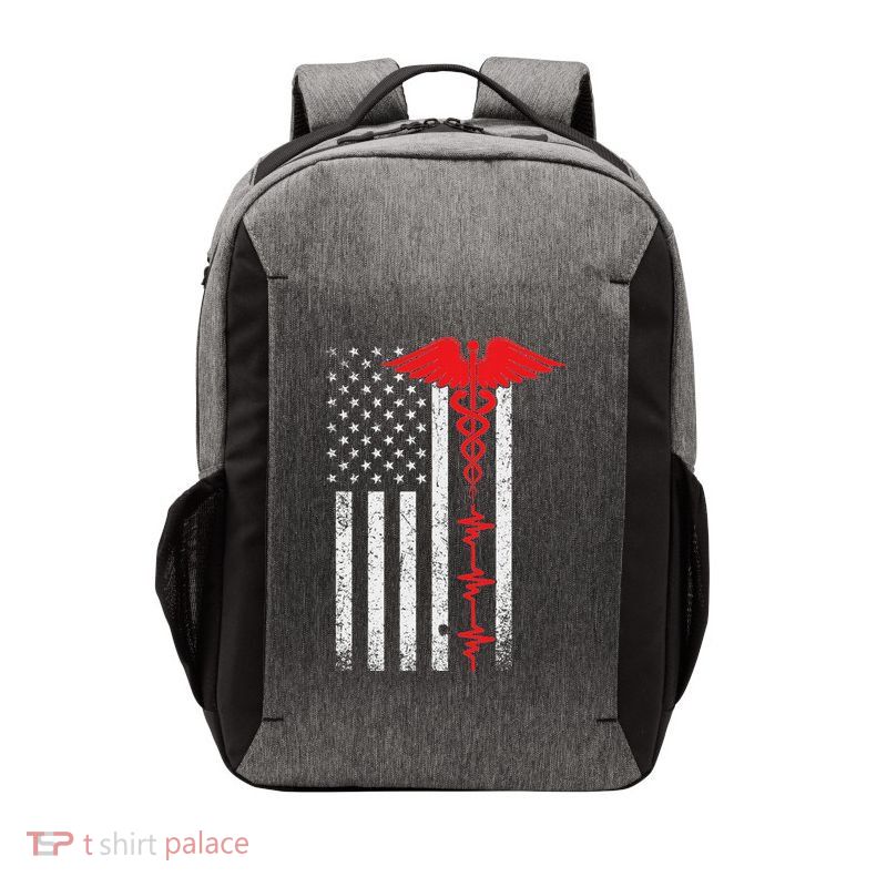 Thin Red Line Usa Flag Nurse Vector Backpack