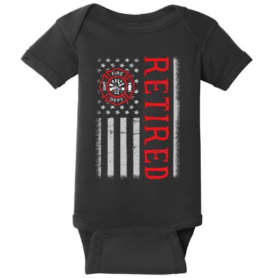 Thin Red Line Firefighter American Flag Retired Gift  Baby Bodysuit