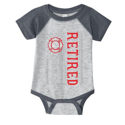 Thin Red Line Firefighter American Flag Retired Gift  Infant Baby Jersey Bodysuit