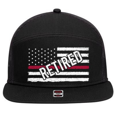 Thin Red Line Flag Retired Firefighter Retiret Fire Servi Gift 7 Panel Mesh Trucker Snapback Hat